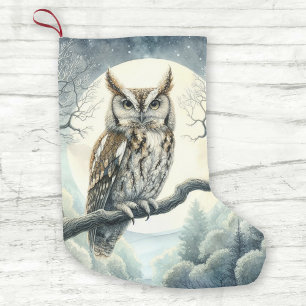 Petite Chaussette De Noël Chouette de crayon d'aquarelle