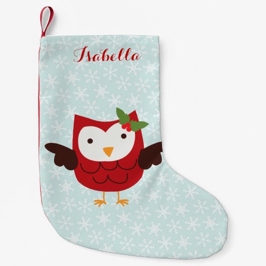 Petite Chaussette De Noël Chouette de Noël personnalisée (Devant)