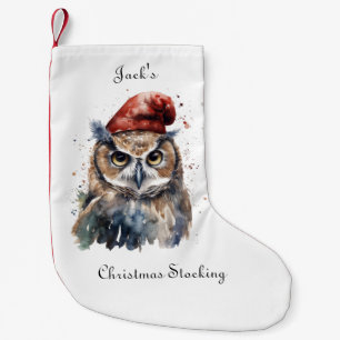 Petite Chaussette De Noël Chouette d'hiver enchantée, personnalisée