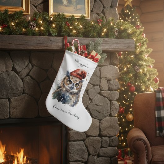 Petite Chaussette De Noël Chouette d'hiver enchantée, personnalisée