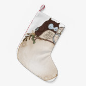 Petite Chaussette De Noël Chouette étiquette aquarelle balise mignonne (Devant (Accrochage))