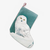 Petite Chaussette De Noël Chouette Turquoise de neige de l'Arctique (Devant (Accrochage))