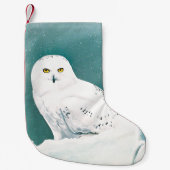 Petite Chaussette De Noël Chouette Turquoise de neige de l'Arctique (Devant)