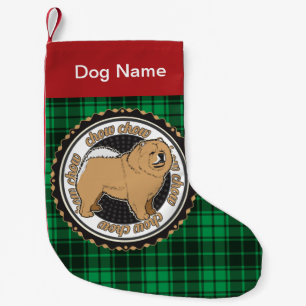 Petite Chaussette De Noël Chow Chow Chow Race Green Plaid