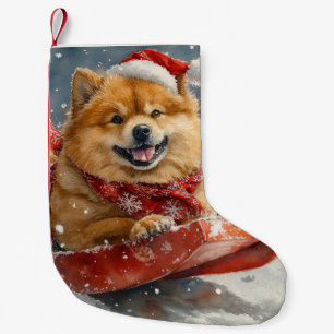 Petite Chaussette De Noël Chow Chow Dog in Sledge Let's neige Christmas