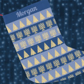 Petite Chaussette De Noël Chrismukkah Gold Menorah Tree Stripes Motif