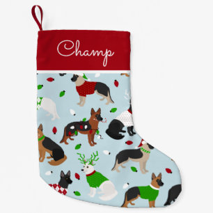 Petite Chaussette De Noël Christmas German Shepherd Nom personnalisé