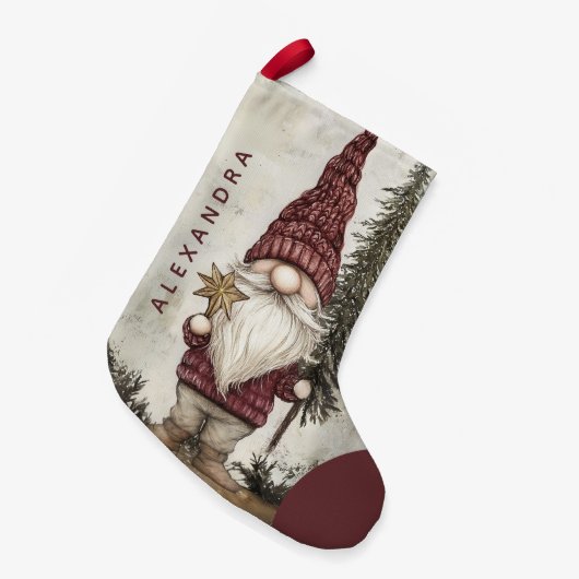 Petite Chaussette De Noël Christmas Gnome for the Holidays Custom Name  (Devant (Accrochage))
