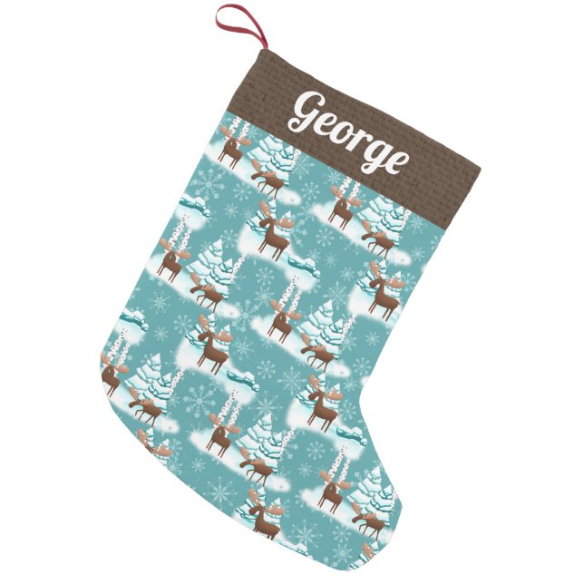Petite Chaussette De Noël Christmas Holiday Moose ajouter le nom motif stock (Devant (Accrochage))