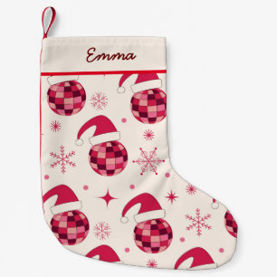 Petite Chaussette De Noël Christmas Red Père Noël Disco Balls Nom personnali