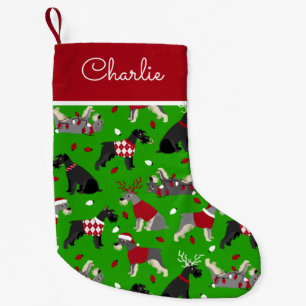 Petite Chaussette De Noël Christmas Schnauzer Nom personnalisé