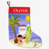 Petite Chaussette De Noël Christmas Summer Santa Beach Surfing Personalized (Devant)
