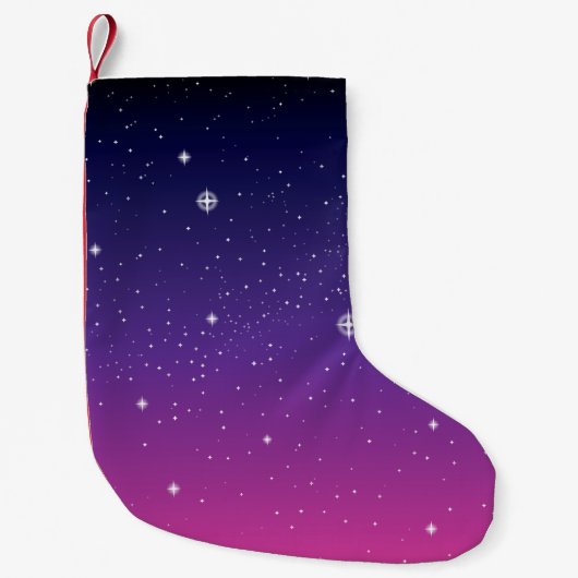 Petite Chaussette De Noël Ciel nocturne étoilé violet foncé (Devant)