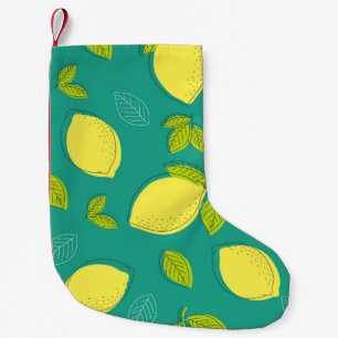 Petite Chaussette De Noël Citron à main sans couture avec Motif Feuille en B