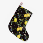 Petite Chaussette De Noël Citron, branches d'olivier : motif aquarelle. (Devant (Accrochage))