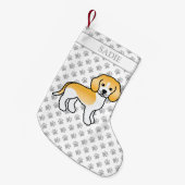Petite Chaussette De Noël Citron Et Blanc Beagle Mignonne Dessin Et Nom (Devant (Accrochage))