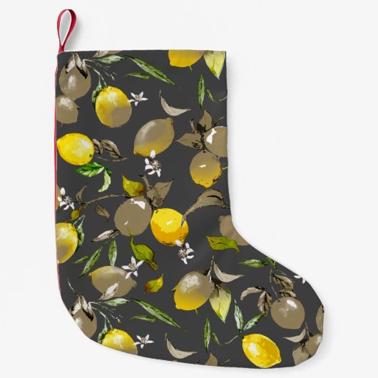 Petite Chaussette De Noël citrons d'aquarelle 34 (Devant)