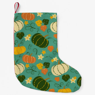 Petite Chaussette De Noël Citrouille, feuille : motif végétal d'automne