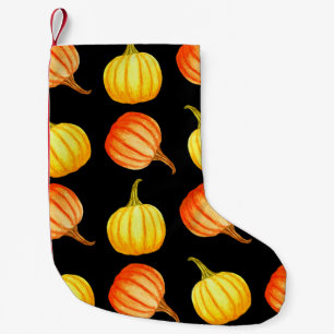 Petite Chaussette De Noël Citrouille orange ronde et jaune. Col aquatique sa