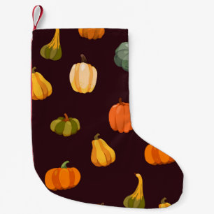 Petite Chaussette De Noël Citrouilles colorés : Élégance d'automne foncé.