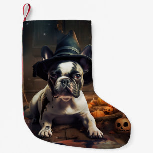 Petite Chaussette De Noël Citrouilles d'Halloween effrayantes de Bouledogue