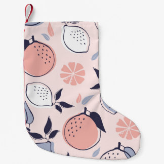 Petite Chaussette De Noël Citrus Abstrait Motif de citron et d'oranges en Pa