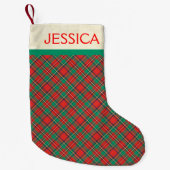 Petite Chaussette De Noël Classic Christmas Plaid Nom personnalisé (Devant)