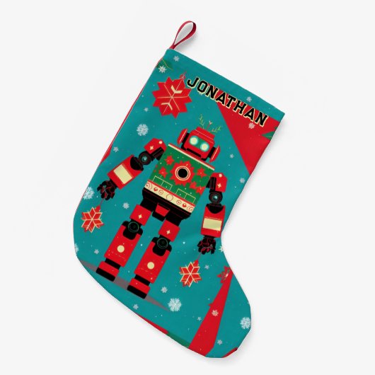 Petite Chaussette De Noël Classic Christmas Sweater Pattern Robot (Devant (Accrochage))