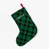 Petite Chaussette De Noël Classic Green Plaid avec nom Holiday (Dos (Accrochage))
