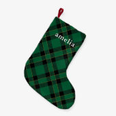 Petite Chaussette De Noël Classic Green Plaid avec nom Holiday (Devant (Accrochage))