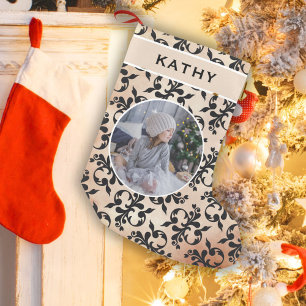 Petite Chaussette De Noël Classic Rococo Motif Round Family Photo