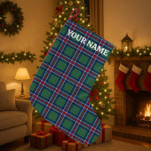 Petite Chaussette De Noël Classy tartan plaid pattern personalized