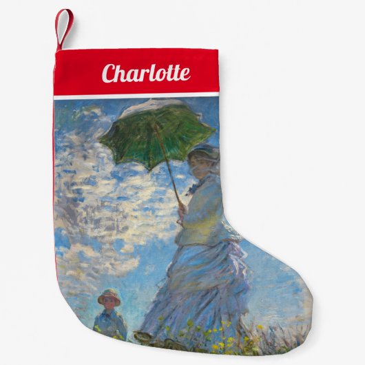 Petite Chaussette De Noël Claude Monet - La Promenade, Femme avec un Parasol (Devant)