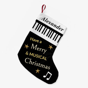 Petite Chaussette De Noël Clavier noir et blanc Personnalisé pour mélomane