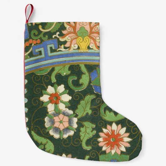Petite Chaussette De Noël Cloisonne Chine Patter Asiatique Oriental (Devant)