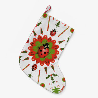 Petite Chaussette De Noël Coccinelle de Noël Rouge, Vert et Blanc