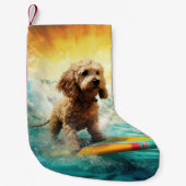 Petite Chaussette De Noël Cockapoo Beach Surf Paining (Devant)