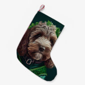 Petite Chaussette De Noël Cockapoo Dog en robe de fête St. Patrick (Devant (Accrochage))