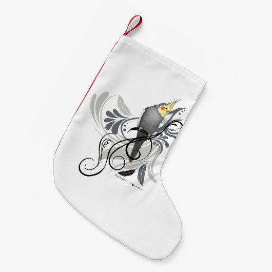 Petite Chaussette De Noël Cockatiel gris (Devant (Accrochage))