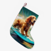 Petite Chaussette De Noël Cocker Spaniel Beach Surf Peinture (Devant (Accrochage))