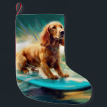 Petite Chaussette De Noël Cocker Spaniel Beach Surf Peinture<br><div class="desc">Plongez dans le monde ludique de l'aventure canine avec cette peinture captivante. Un chien en ébullition se rend aux vagues, chevauchant habilement le surf sur une plage baisée par le soleil. L'oeuvre d'art vibrante capte magnifiquement l'essence de l'excitation au bord de la plage tandis que le chien court sans crainte...</div>