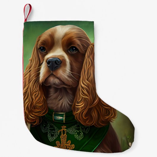Petite Chaussette De Noël Cocker Spaniel Chien en robe de fête St. Patrick (Devant)