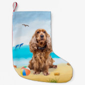 Petite Chaussette De Noël Cocker Spaniel Chien sur la plage (Devant)