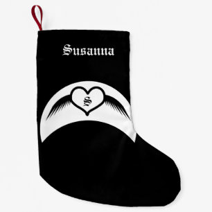 Petite Chaussette De Noël Coeur ailé gothique Mariage Personnalisé Monogramm
