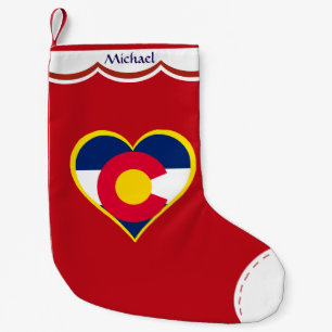 Petite Chaussette De Noël Coeur de drapeau du Colorado personnalisé