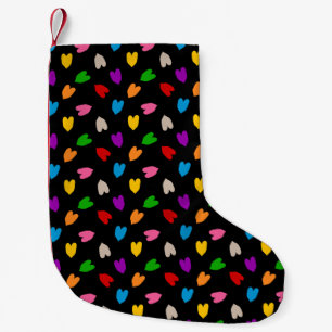 Petite Chaussette De Noël Cœurs Amour Colorés Motif Design Noir