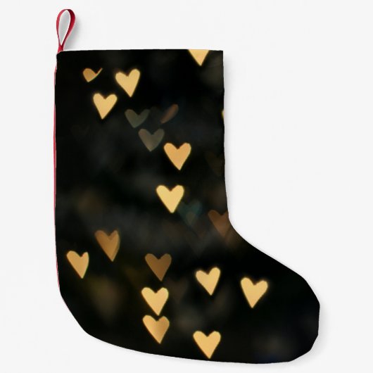 Petite Chaussette De Noël Coeurs beiges clairs (Devant)