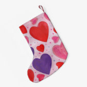 Petite Chaussette De Noël Coeurs de la Saint Valentin en violet rose et roug (Dos (Accrochage))
