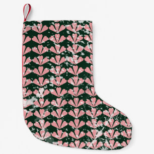Petite Chaussette De Noël Coeurs gronces et fleurs motif.