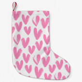 Petite Chaussette De Noël Coeurs peints par motif de coeur (Devant)